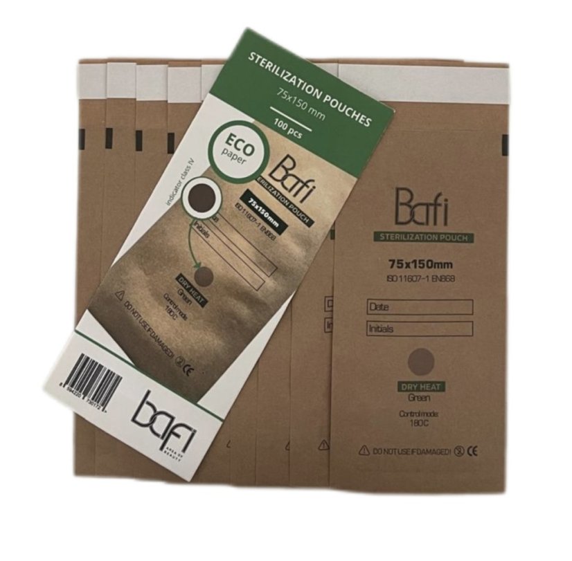BAFI Bolsas de esterilización 75x150 mm, 100 unidades