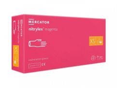 MERCATOR - нестерильные нитриловые перчатки Nitrylex magenta XS, темно розовые, 100 шт