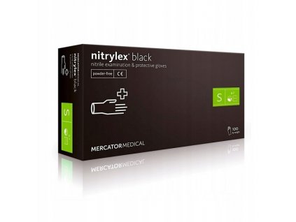 MERCATOR Nitrylex Rukavice nepudrované nitrilové S, černé, 100 ks