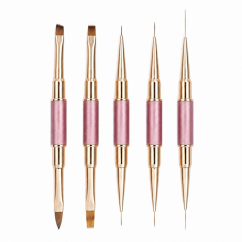 COSMONAIL 10-in-1 Double-Ended Nail Brush Set for Gel and Nail Art, Pink