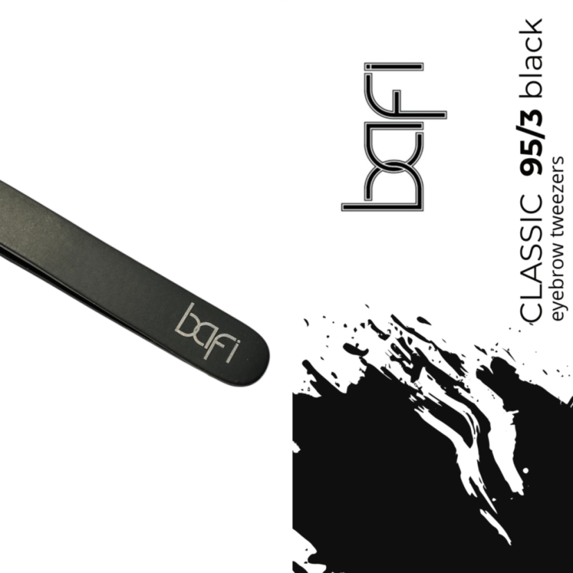 BAFI Pinzas profesionales para cejas Classic 95/3, negra