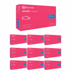 MERCATOR - rukavice Nitrylex magenta nepudrované nitrilové M, sada 10 balení