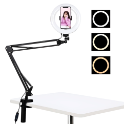 Kompaktní kruhové LED světlo 26 cm stolní, pro make-up, nehty a focení
