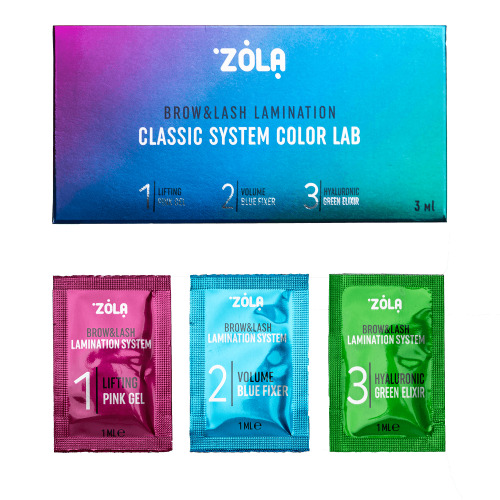 ZOLA Classic System Color Lab - set para laminaciónde cejas y pestañas en sobres, 3x1 ml