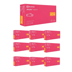 MERCATOR - нестерильные нитриловые перчатки Nitrylex magenta XS, розовые, набор 10 упаковок