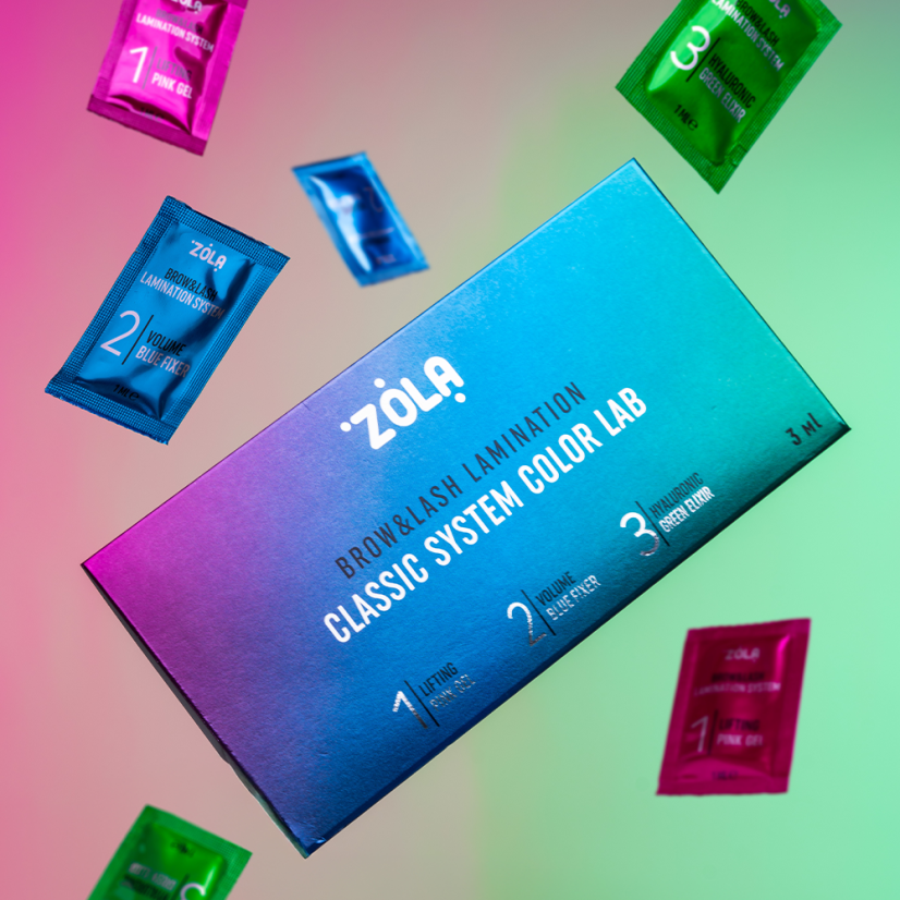 ZOLA Classic System Color Lab Set para laminaciónde cejas y pestañas en sobres, 3x1 ml