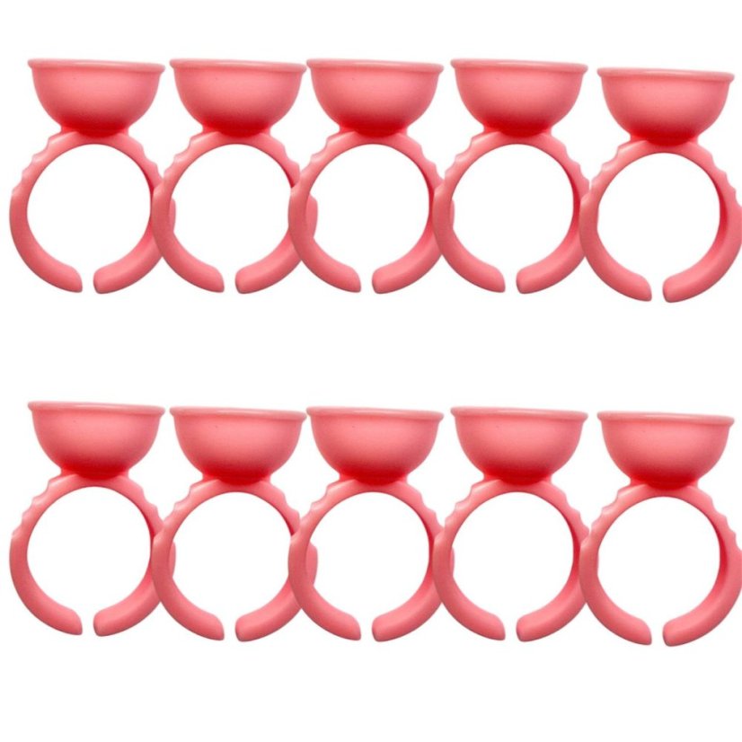 Prstýnek na lepidlo růžový, 10 ks