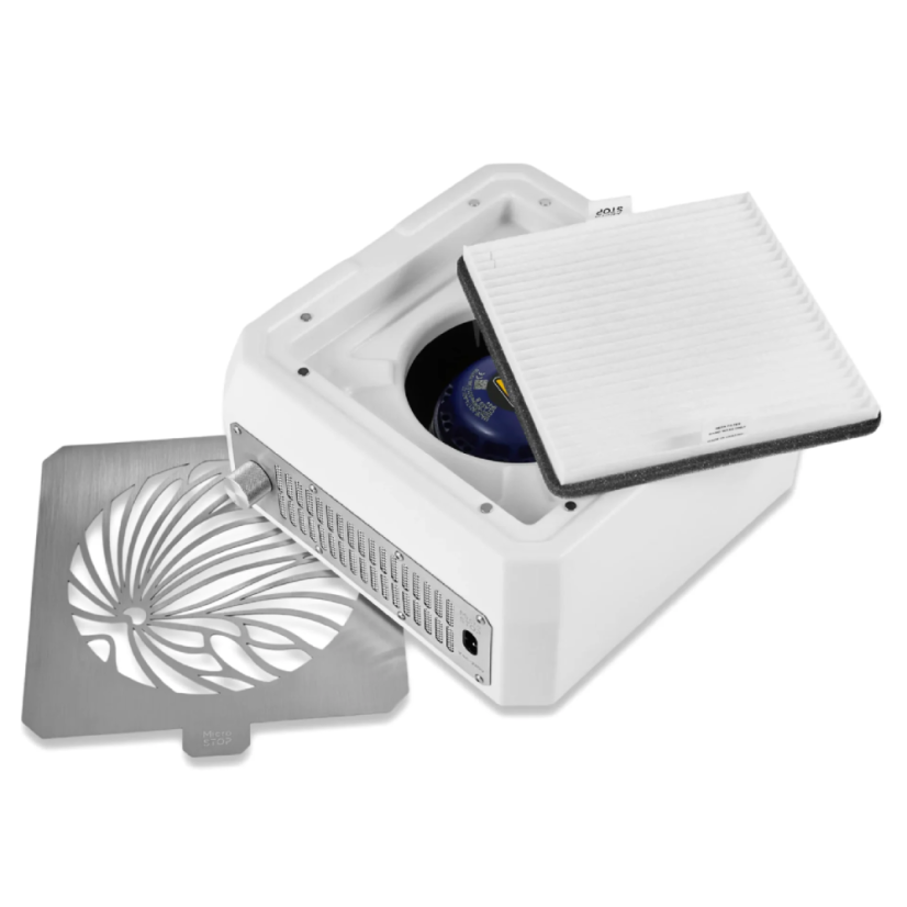 MICROSTOP Base White Aspirador profesional para uñas, blanco
