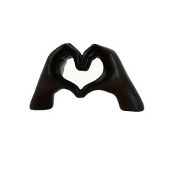 Figura decorativa de manos en forma de corazón, negra