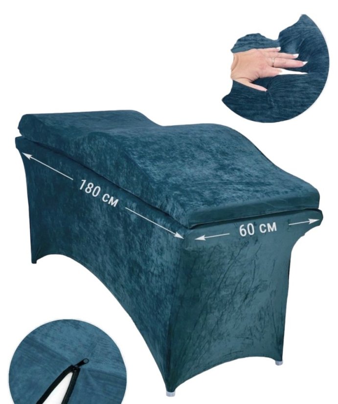 Prodloužený potah na kosmetické lehátko velurový 60x180 – tmavě zelený