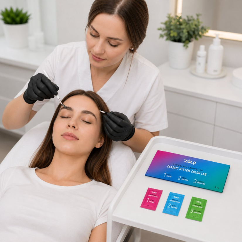 ZOLA Classic System Color Lab Set para laminaciónde cejas y pestañas en sobres, 3x1 ml