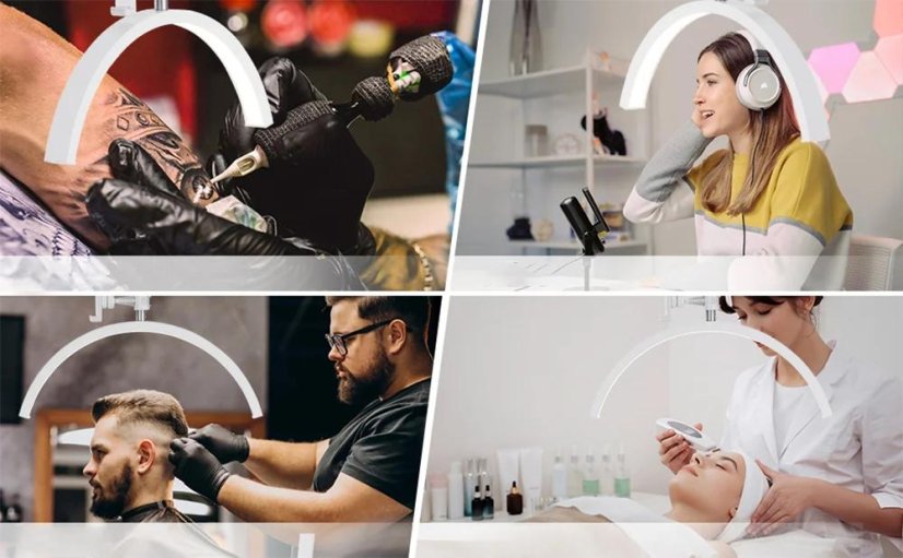 MOON Lámpara cosmética de pie 71 cm LED, blanca,