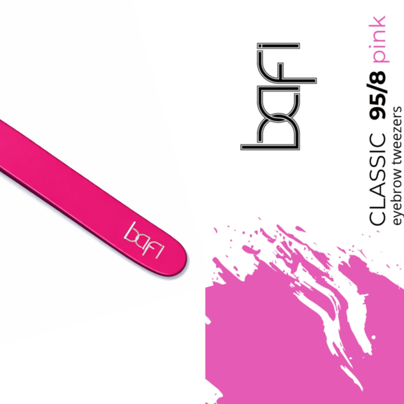 BAFI Pinzas profesionales para cejas Classic 95/8, rosa