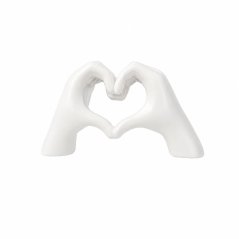 Figura decorativa de manos en forma de corazón, blanca