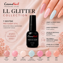 COSMONAIL Френч  база LL Glitter Soft Pink Glow 015, 15 мл