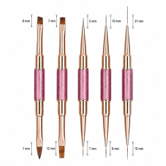 COSMONAIL Sada 10v1 – oboustranné štětce na nehty pro gel a nail art, růžové