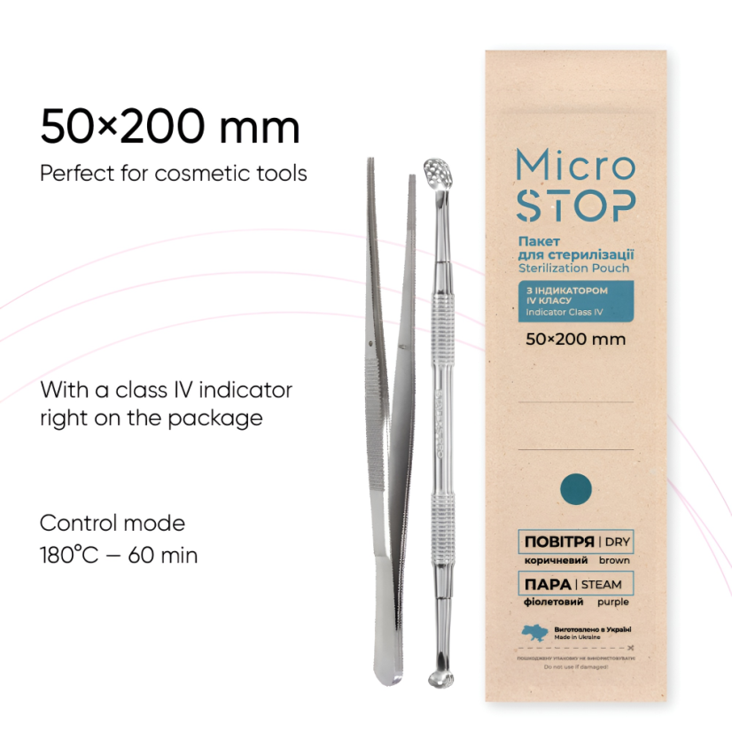 MICROSTOP Bolsas de esterilización 50x200 mm, 100 unidades