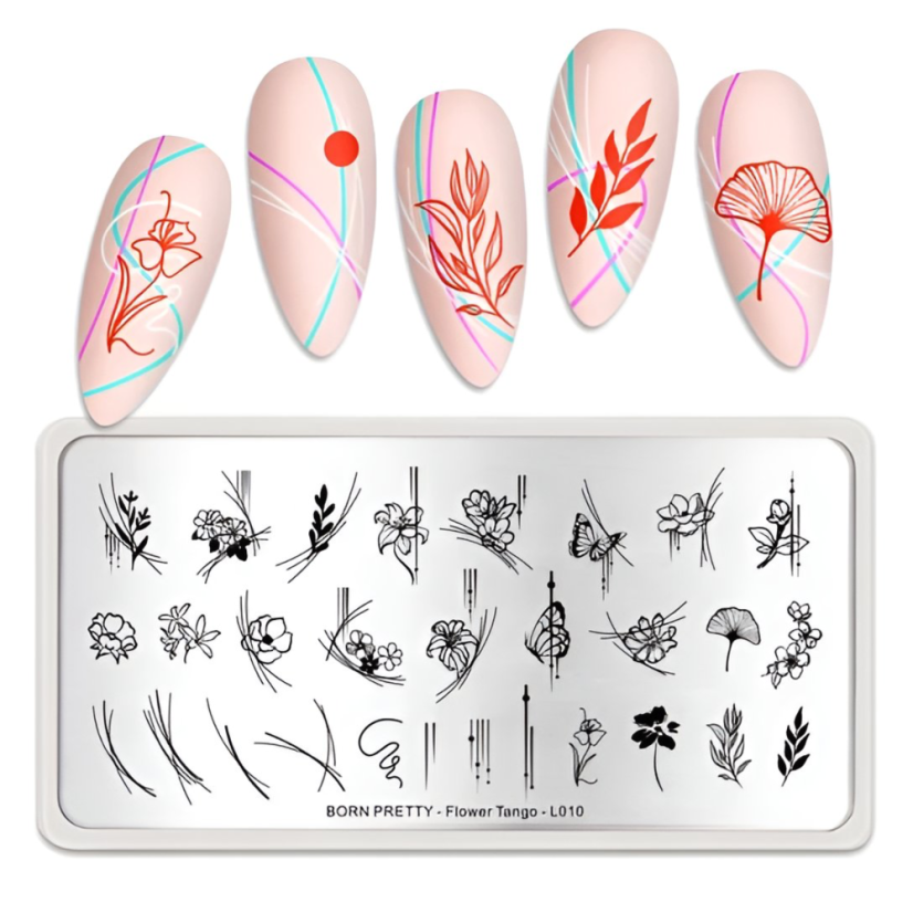 BORN PRETTY Flower Tango L010 Plantillas para uñas