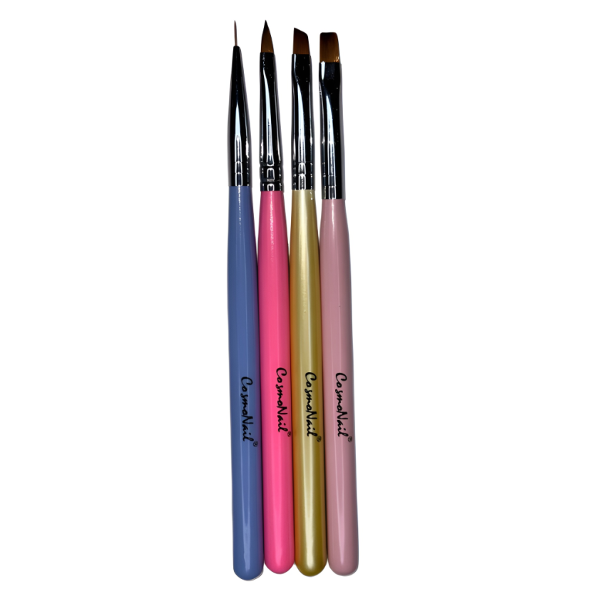 COSMONAIL Set de pinceles de colores para gel y diseño, 4 ks