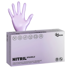 ESPEON Nitril Sparkle - rukavice nitrilové nepudrované M, perleťově fialové, 100 ks