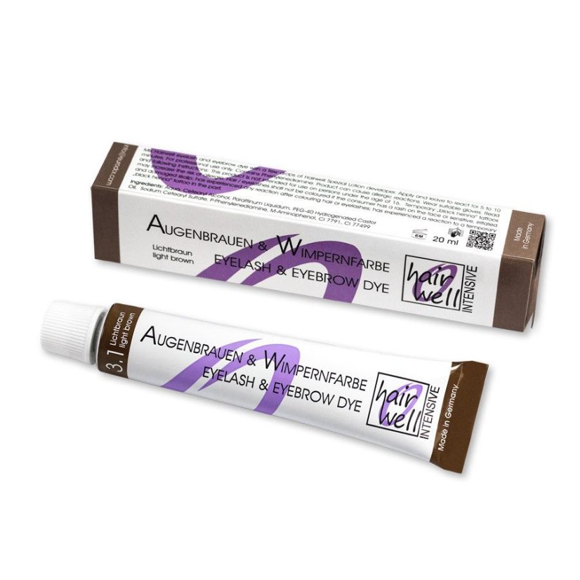 HAIRWELL - barva na řasy a obočí světle hnědá, 20 ml