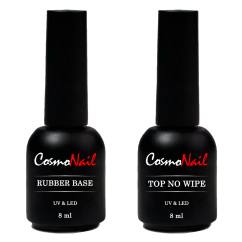 COSMONAIL набор Rubber Base + Top No Wipe прзрачные, 8 мл