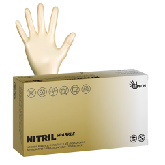 ESPEON Nitril Sparkle - rukavice nitrilové nepudrované M, perleťově zlaté, 100 ks