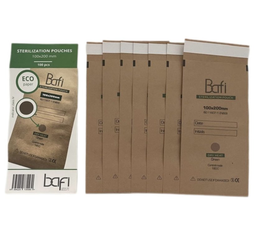 BAFI Bolsas de esterilización 100x200 mm, 100 unidades