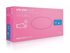 MERCATOR Nitrylex Rukavice nepudrované nitrilové M, růžové, 100 ks