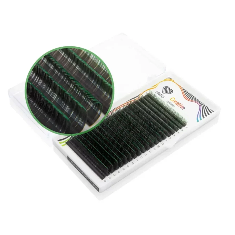 LOVELY Creative Ombre green D 0,07 - pestañas mix 7-13 mm