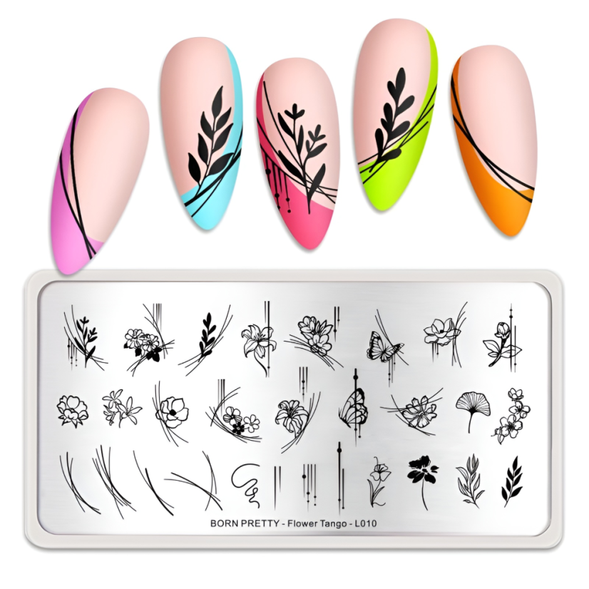 BORN PRETTY Flower Tango L010 Plantillas para uñas
