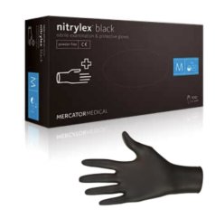 MERCATOR - rukavice Nitrylex nepudrované nitrilové M, černé, 100 ks