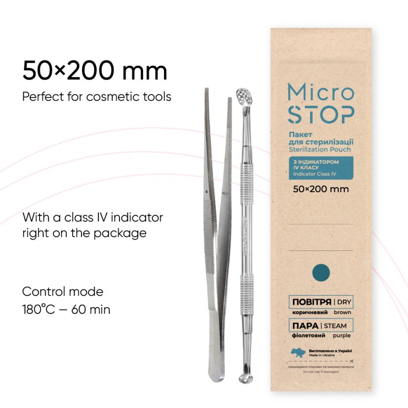 MICROSTOP Bolsas de esterilización 50x200 mm, 100 unidades