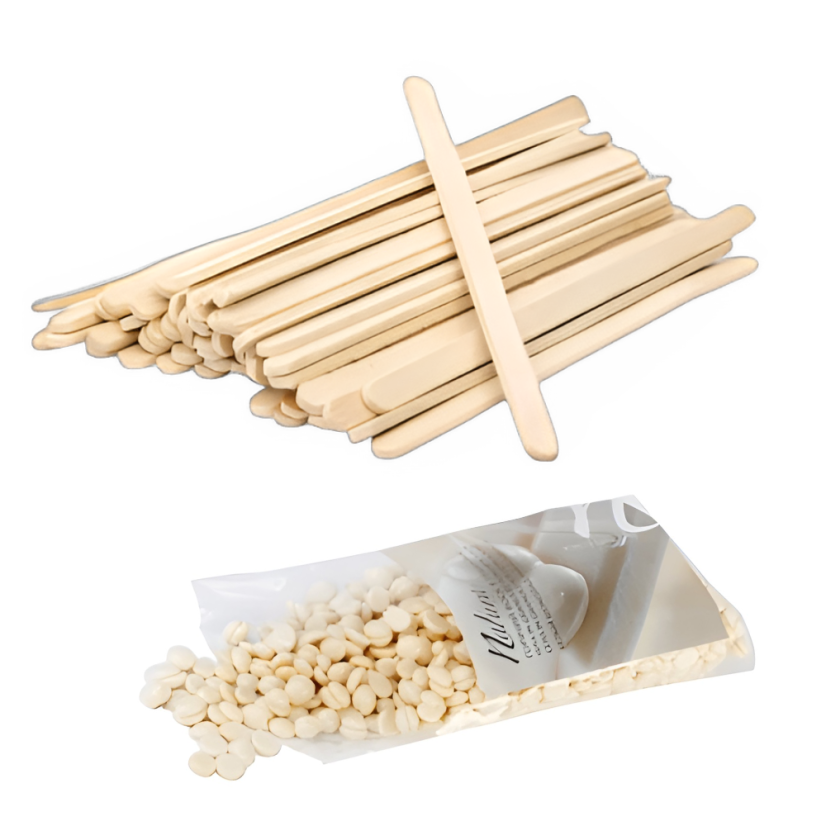 ITALWAX Depilační sada – filmový vosk White Chocolate 200 g + tenké špachtle 100 ks