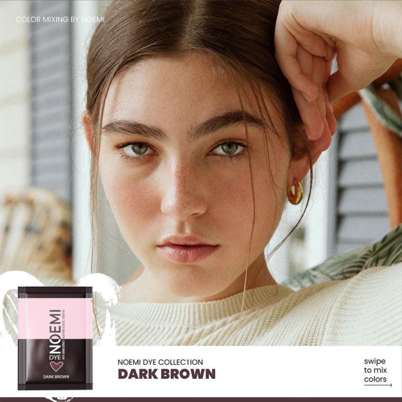 NOEMI Lash & Brow Dye – tinte híbrido para pestañas y cejas Dark brown, bolsa de 1 g