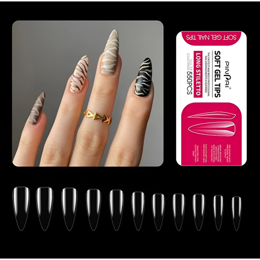 Puntas de gel largas de estilete, 550 uds.