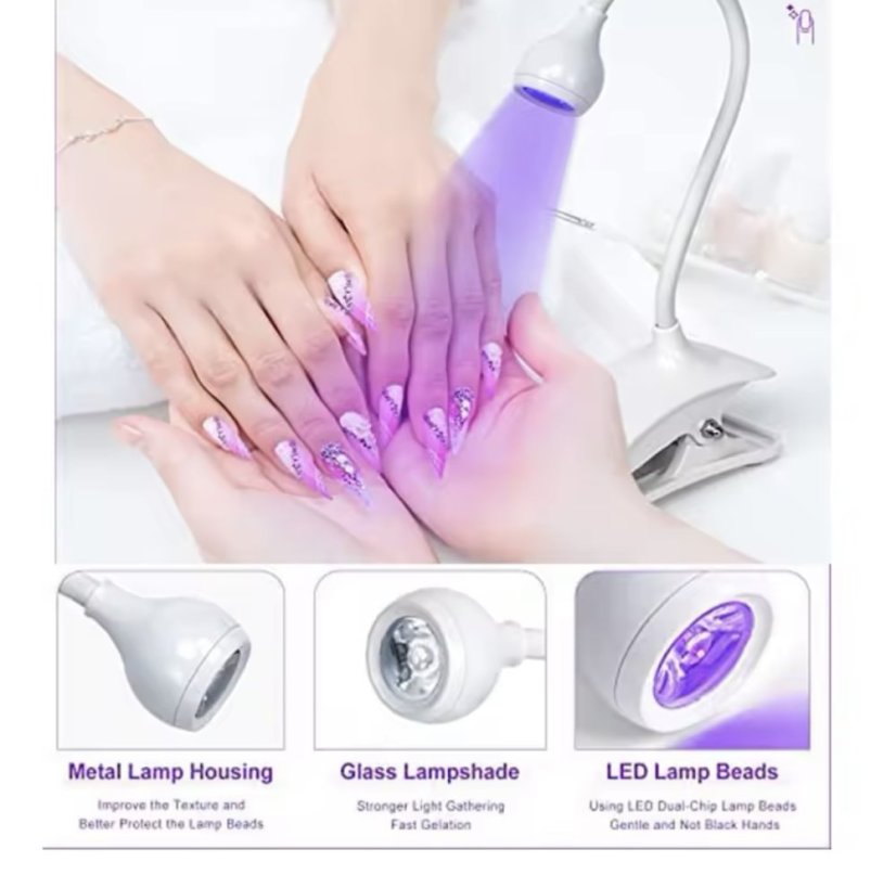 LED mini lampa na nehty s klipsou