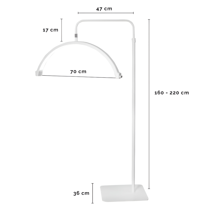 MOON Lámpara cosmética de pie 71 cm LED, blanca,