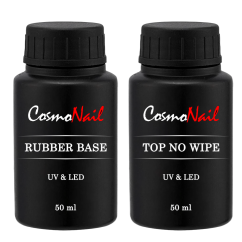 COSMONAIL набор Rubber Base + Top No Wipe прозрачные,  50 мл