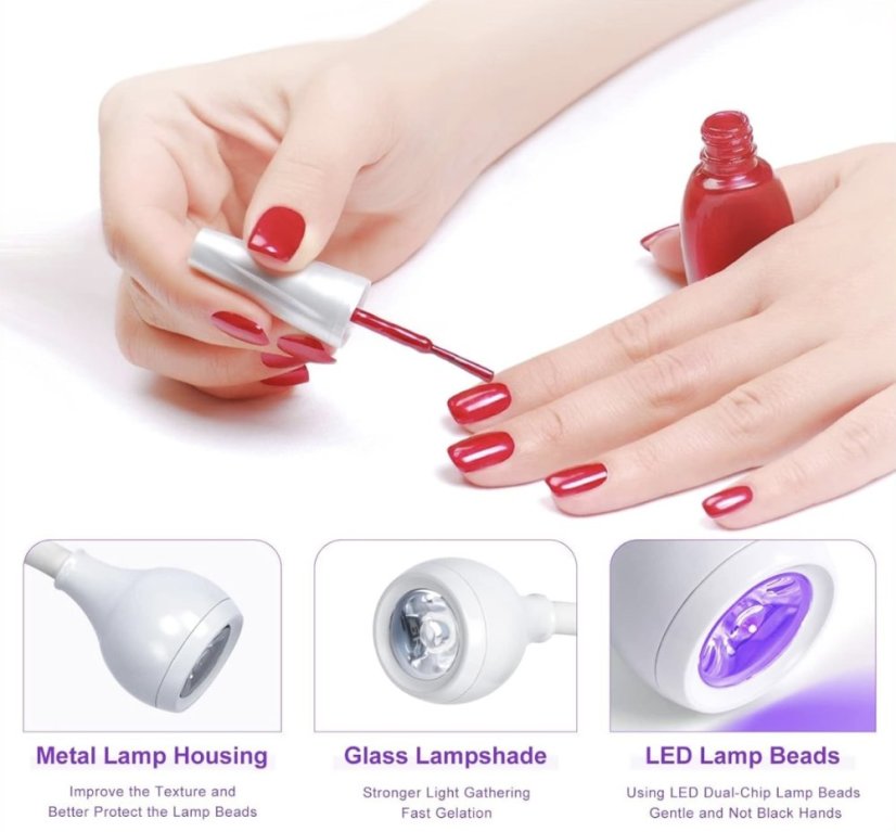 LED mini lampa na nehty s klipsou