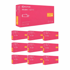 MERCATOR - нестерильные нитриловые перчатки Nitrylex magenta XS, розовые, набор 10 упаковок