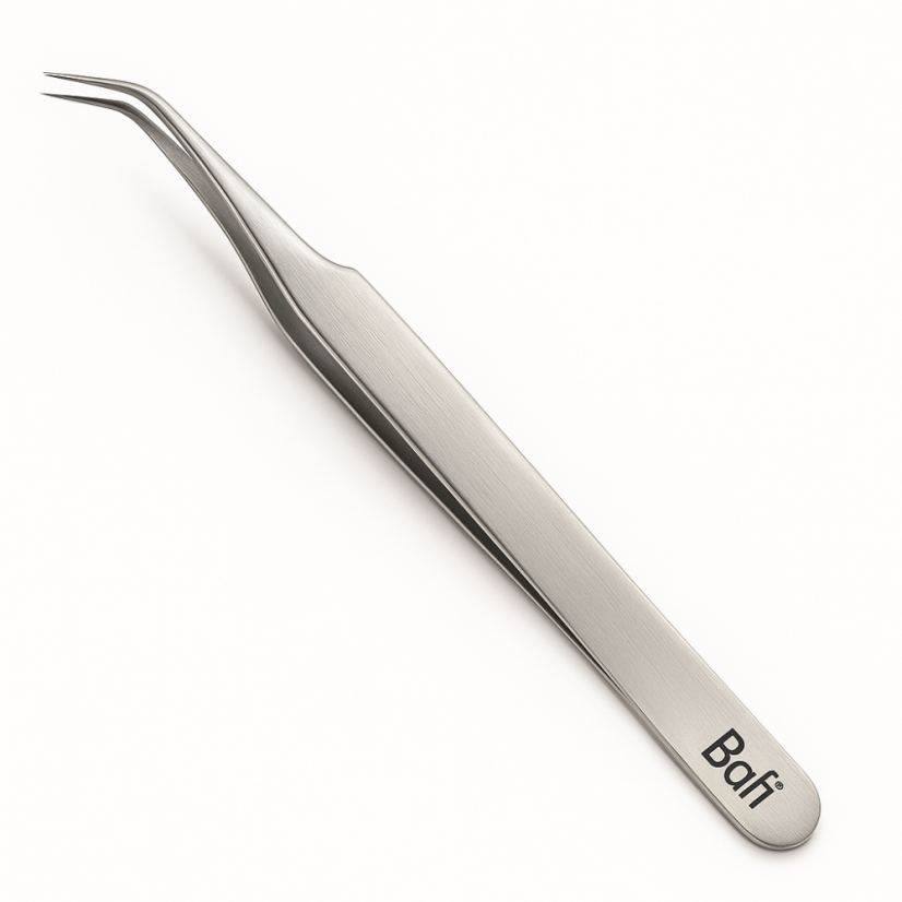 BAFI Professional pinzas para pestañas PROFI 15, curvadas 65°