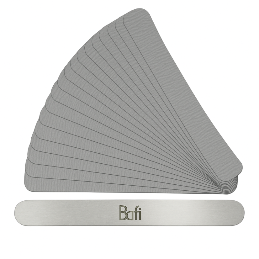 BAFI Base metálica recto + BAFI Lija de recambio recta, 240 gr, 25 unid