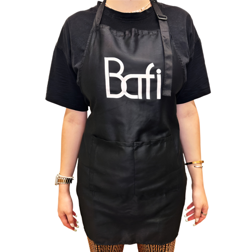 BAFI Polycotton - delantal cosmético de trabajo, negro