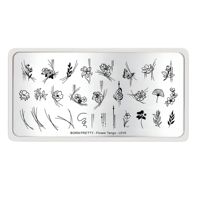 BORN PRETTY Flower Tango L010 Plantillas para uñas