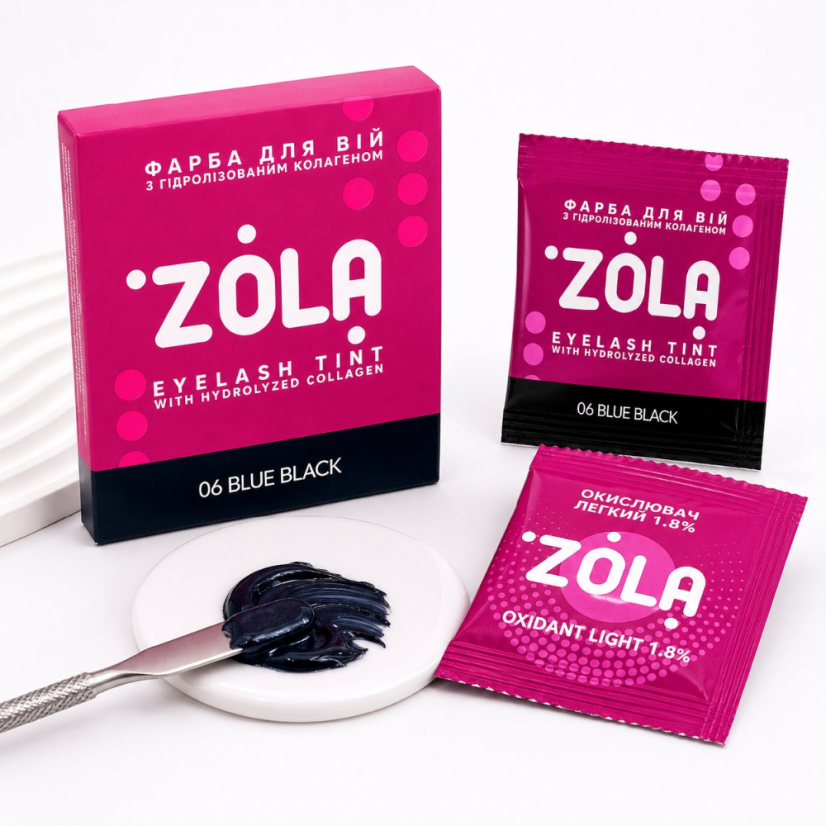 ZOLA Blue Black Sada barva na řasy + oxidant 1,8%, 5 ml