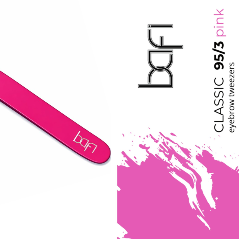 BAFI Pinzas profesionales para cejas Classic 95/3, rosa