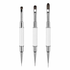 COSMONAIL Nail  brush Set  - Gel and Nail Art, 3 pcs, White