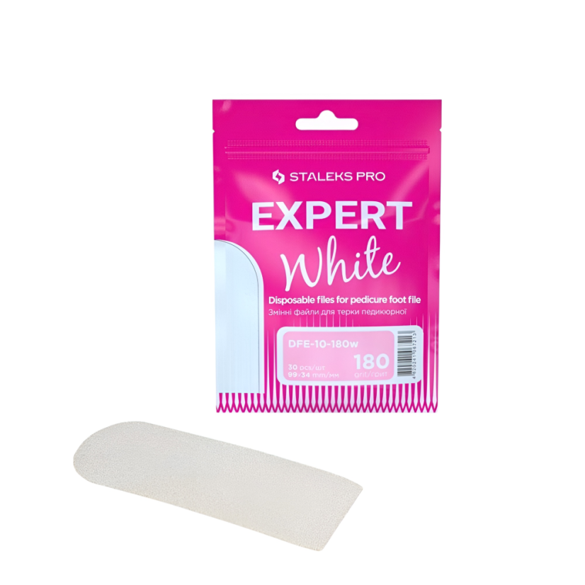STALEKS EXPERT DFE-10-180w - limas de pedicura desechables blancas, 30 uds
