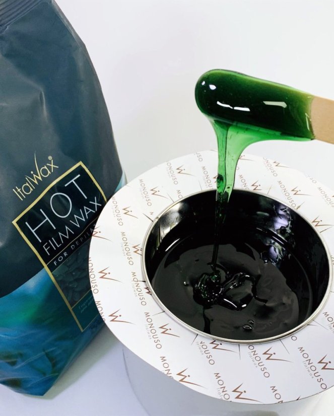 ITALWAX Depilační sada – filmový vosk Azulén 200 g + špachtle 100 ks + Podepilační olej 100 ml